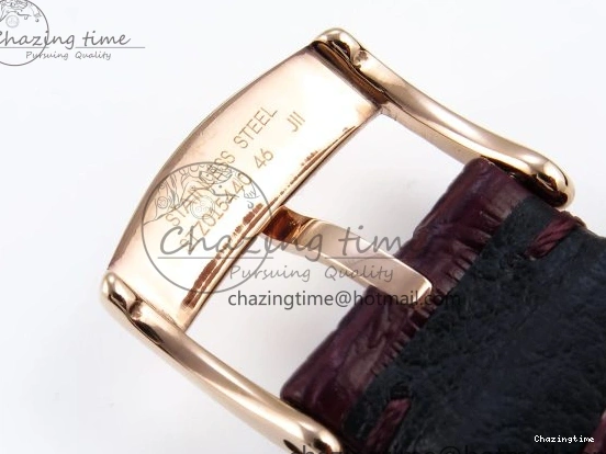 0121 Modern De Ville Date RG MKF 1:1 Best Edition White Textured Dial Roman Marker on Brown Leather Strap A 7752